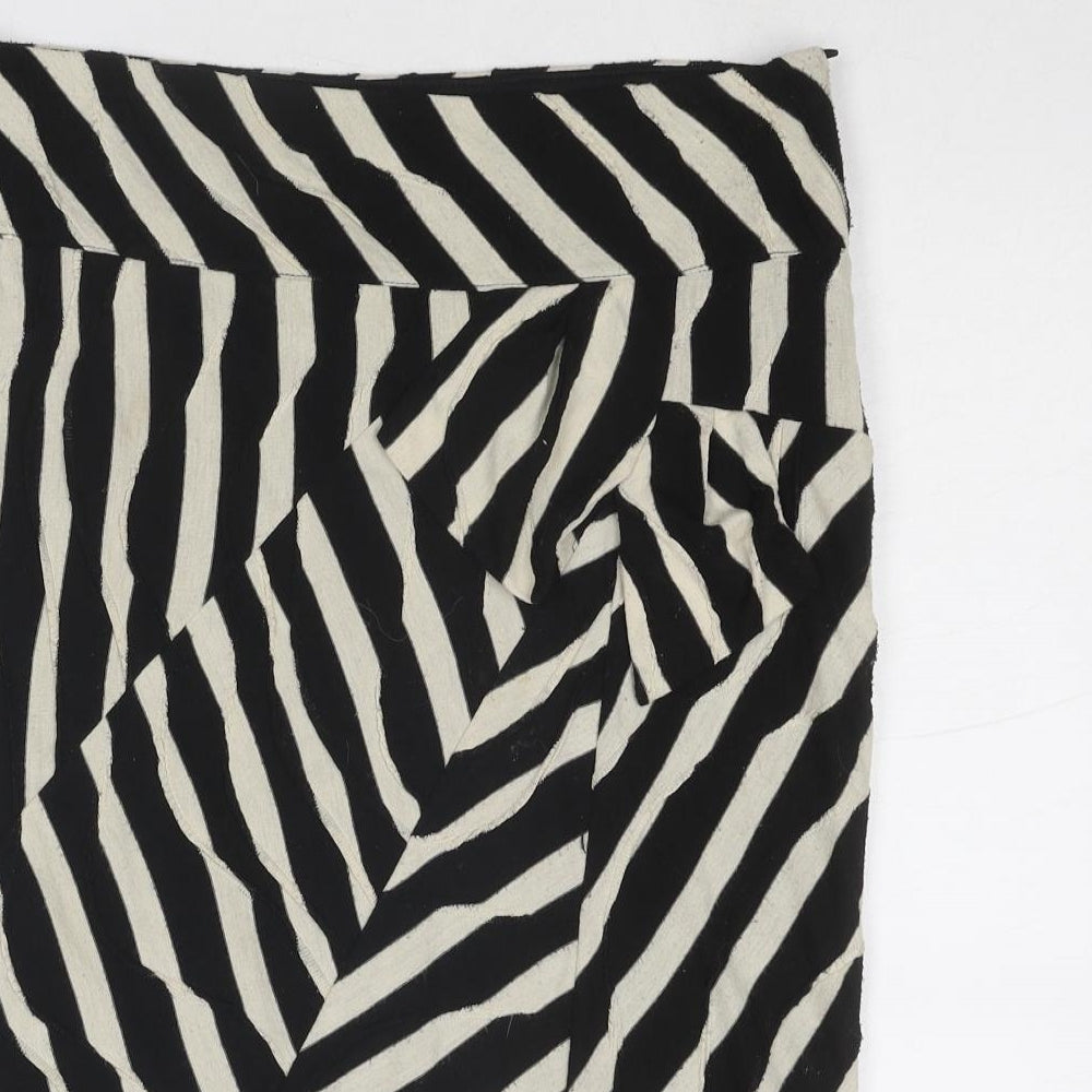 Per Una Womens Black Geometric Polyester A-Line Skirt Size 12 Zip