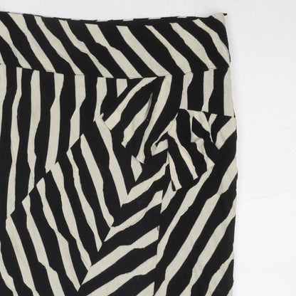 Per Una Womens Black Geometric Polyester A-Line Skirt Size 12 Zip