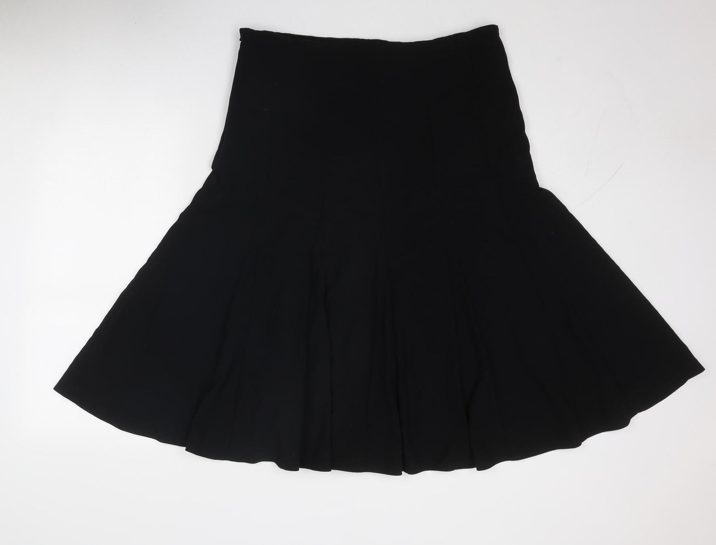 Marks and Spencer Womens Black Polyester Swing Skirt Size 36 in Zip
