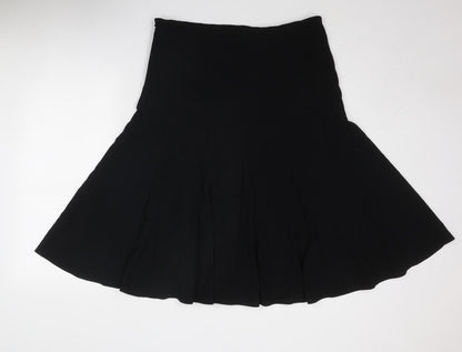 Marks and Spencer Womens Black Polyester Swing Skirt Size 36 in Zip