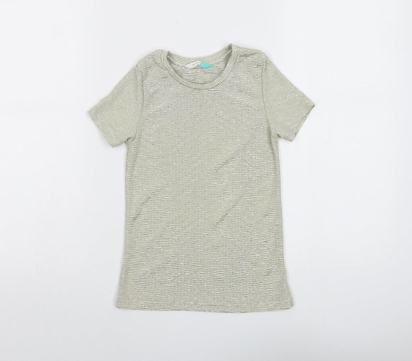 John Lewis Girls Gold Polyester Basic T-Shirt Size 6 Years Round Neck Pullover - Textured
