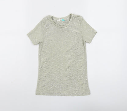 John Lewis Girls Gold Polyester Basic T-Shirt Size 6 Years Round Neck Pullover - Textured