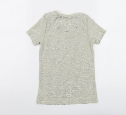 John Lewis Girls Gold Polyester Basic T-Shirt Size 6 Years Round Neck Pullover - Textured