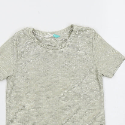 John Lewis Girls Gold Polyester Basic T-Shirt Size 6 Years Round Neck Pullover - Textured