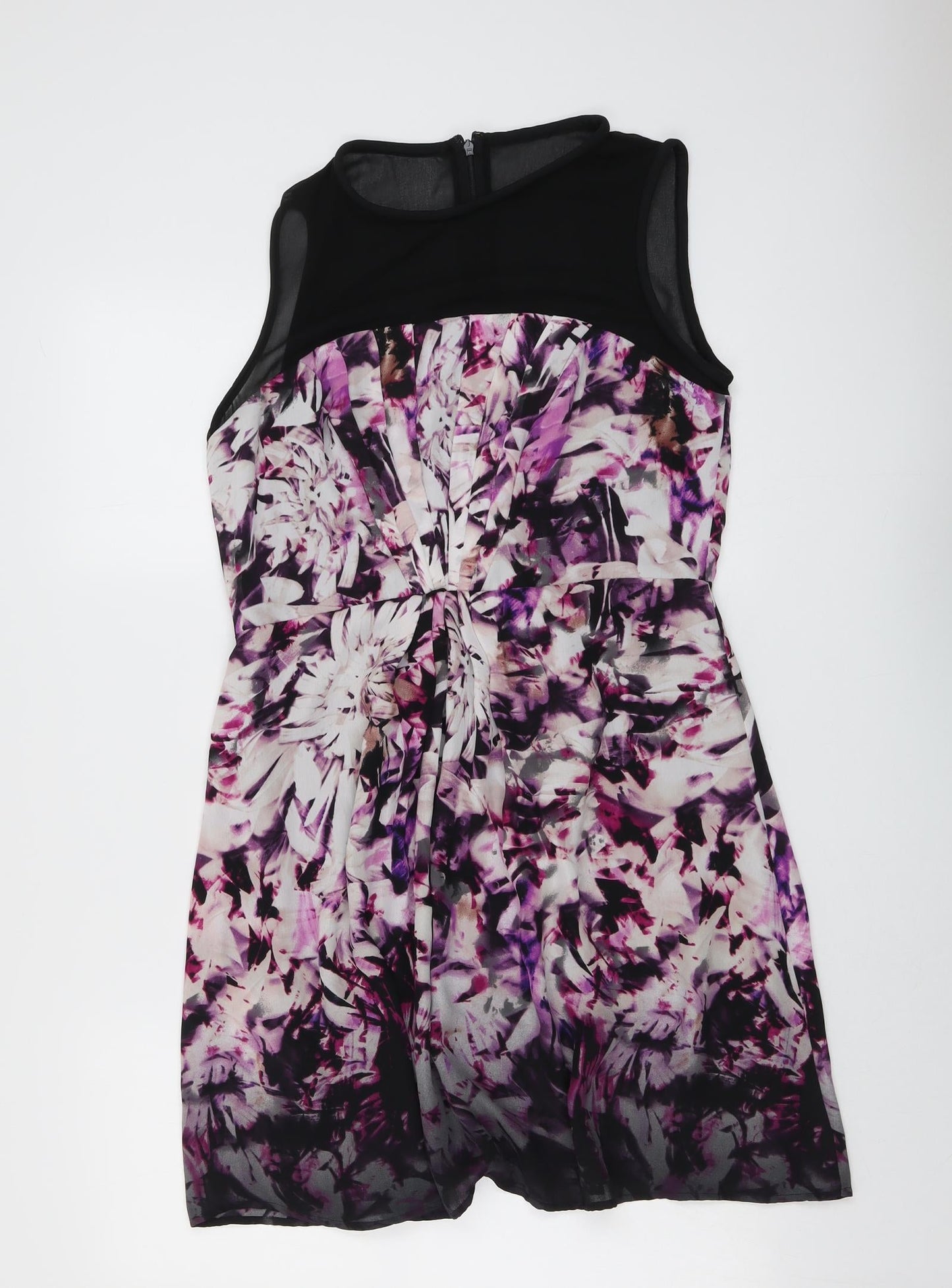 Coast Womens Multicoloured Geometric Polyester A-Line Size 14 Boat Neck Zip