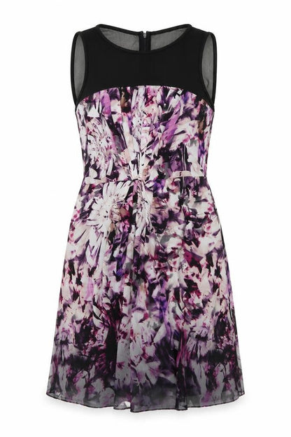 Coast Womens Multicoloured Geometric Polyester A-Line Size 14 Boat Neck Zip