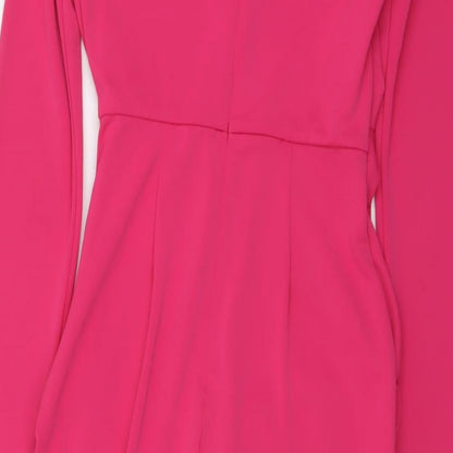 NBD Womens Pink Polyester Sheath Size XS V-Neck Zip - Wrap Style