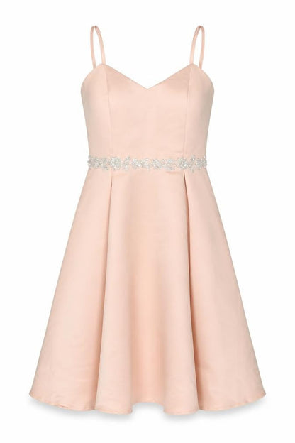 Girls On Film Womens Pink Polyester Slip Dress Size 12 V-Neck Zip - Embellished Waist