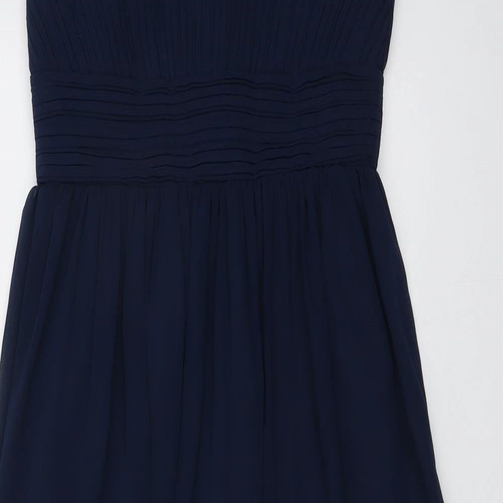 Iefiel Womens Blue Polyester Ball Gown Size 2XS Round Neck Zip - Embellished Neckline