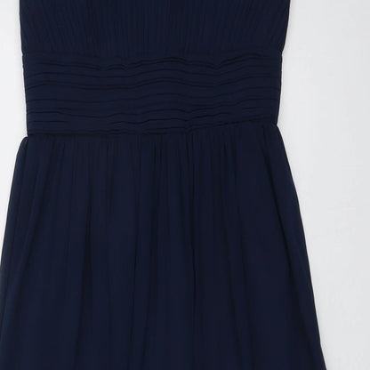 Iefiel Womens Blue Polyester Ball Gown Size 2XS Round Neck Zip - Embellished Neckline