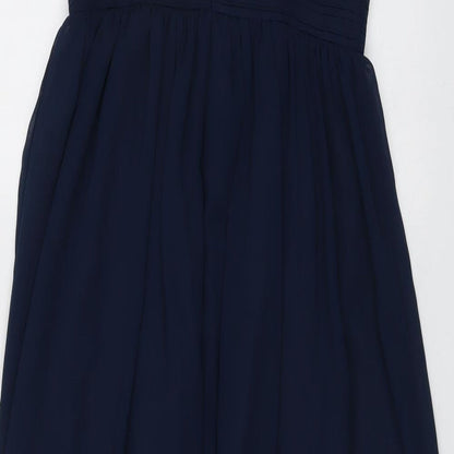 Iefiel Womens Blue Polyester Ball Gown Size 2XS Round Neck Zip - Embellished Neckline