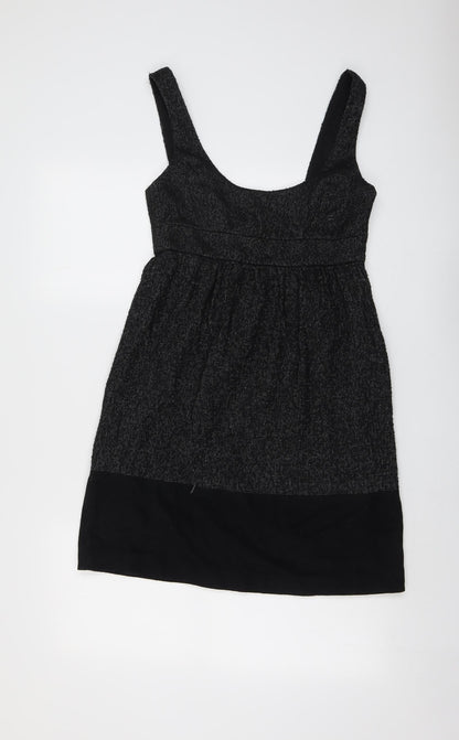 Zara Womens Black Polyester Tank Dress Size XS Scoop Neck Zip