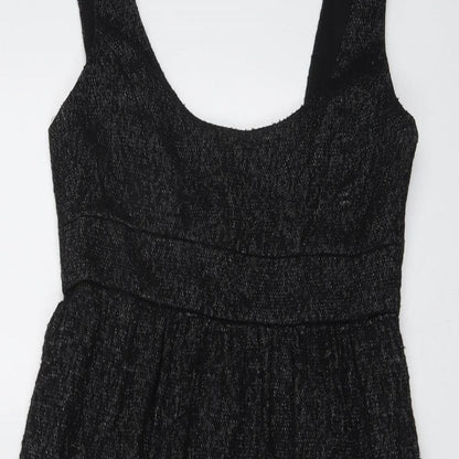 Zara Womens Black Polyester Tank Dress Size XS Scoop Neck Zip