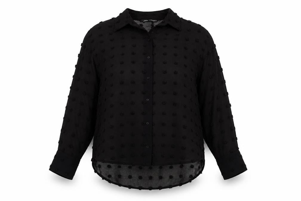 Womens UK Size XS Zara Black Basic Button-Up