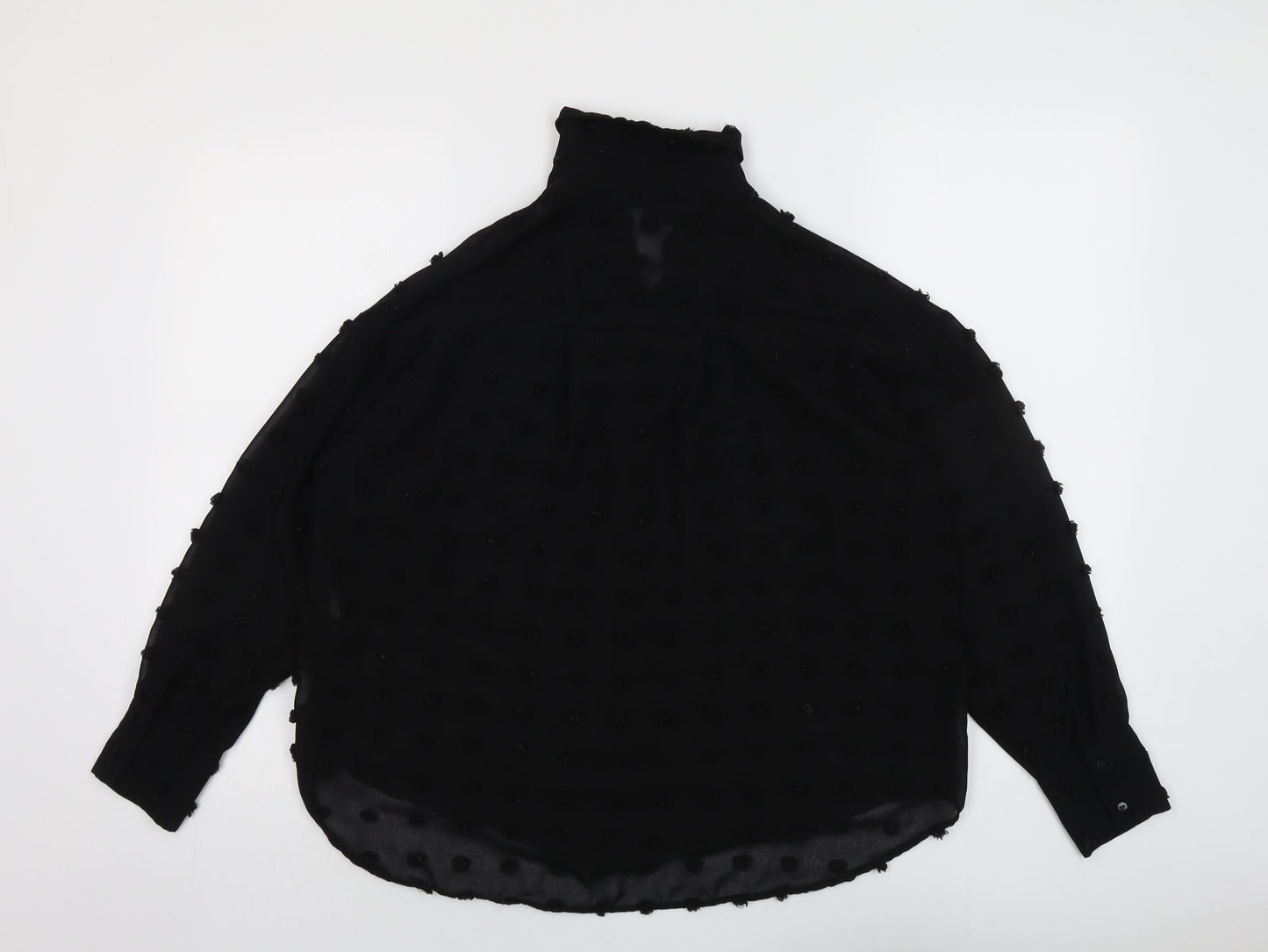 Womens UK Size XS Zara Black Basic Button-Up