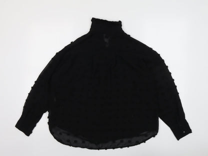 Womens UK Size XS Zara Black Basic Button-Up