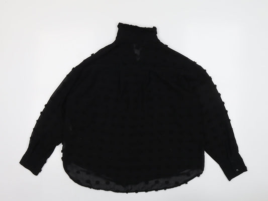 Womens UK Size XS Zara Black Basic Button-Up