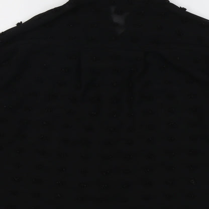Womens UK Size XS Zara Black Basic Button-Up