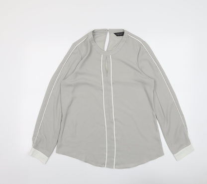 Dorothy Perkins Womens Grey Polyester Basic Blouse Size 12 Round Neck