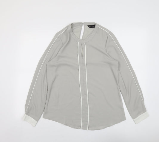 Dorothy Perkins Womens Grey Polyester Basic Blouse Size 12 Round Neck