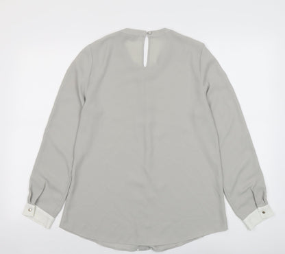Dorothy Perkins Womens Grey Polyester Basic Blouse Size 12 Round Neck