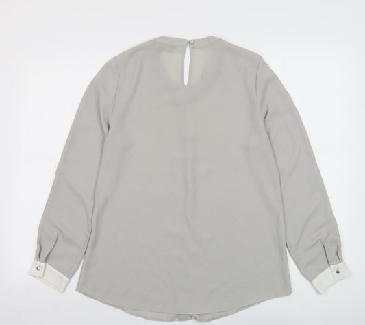 Dorothy Perkins Womens Grey Polyester Basic Blouse Size 12 Round Neck