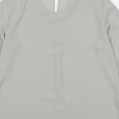 Dorothy Perkins Womens Grey Polyester Basic Blouse Size 12 Round Neck