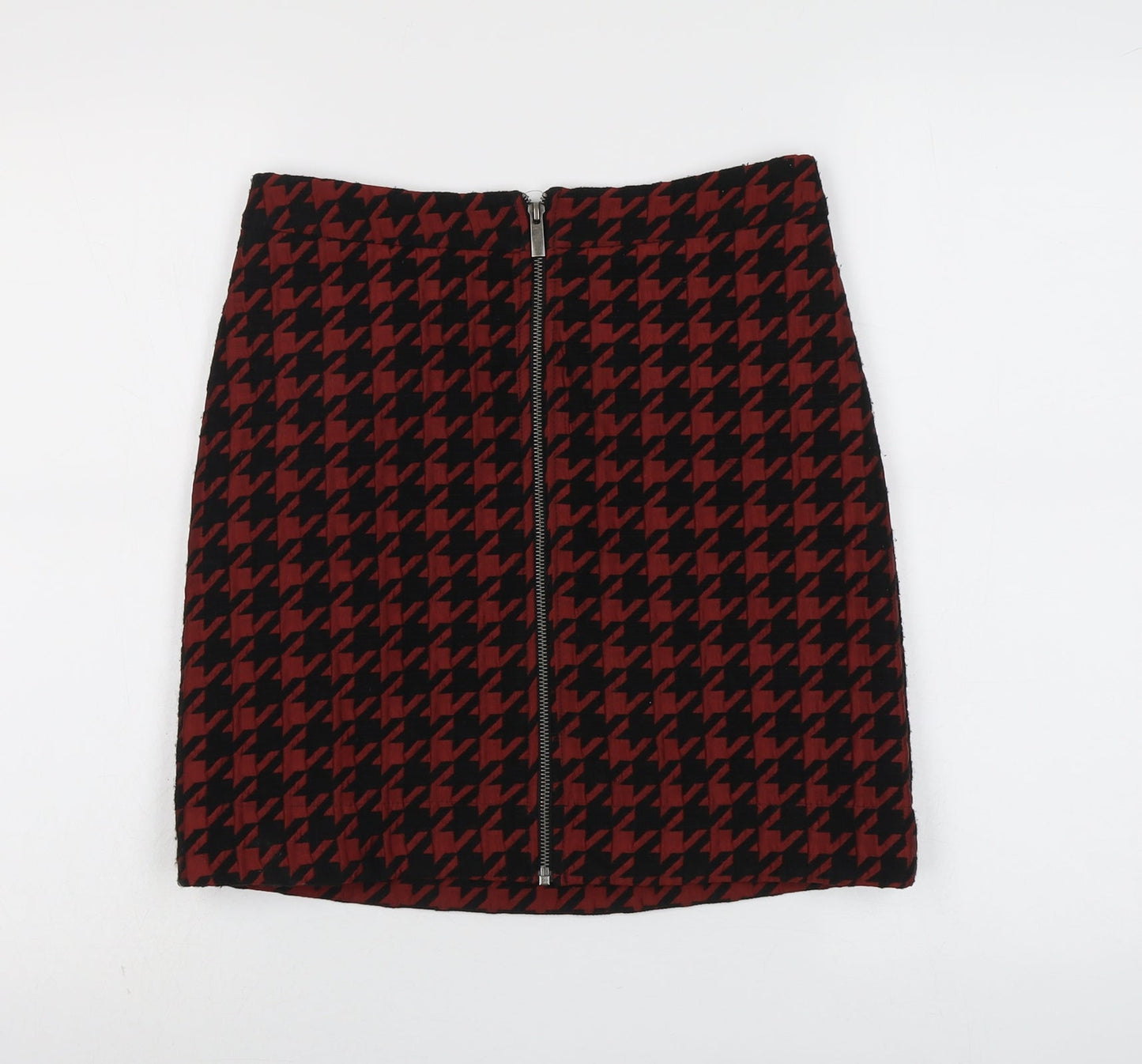 NEXT Womens Red Geometric Polyester A-Line Skirt Size 8 Zip