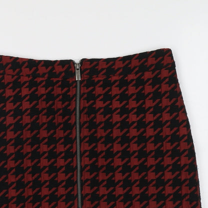 NEXT Womens Red Geometric Polyester A-Line Skirt Size 8 Zip
