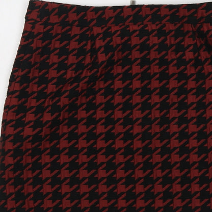 NEXT Womens Red Geometric Polyester A-Line Skirt Size 8 Zip