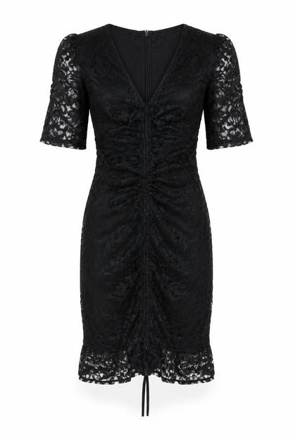 PRETTYLITTLETHING Womens Black Polyester Bodycon Size 6 V-Neck Zip