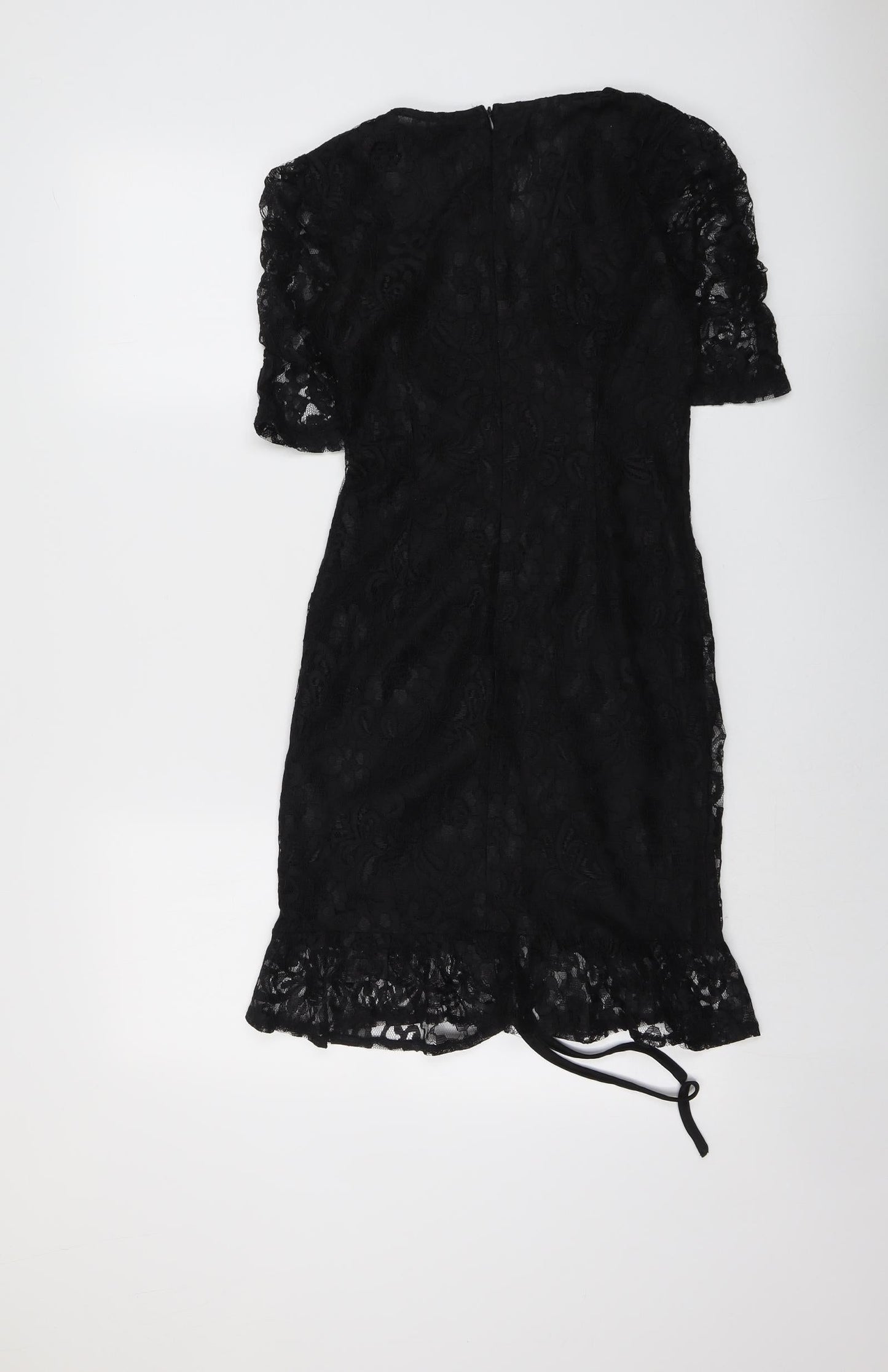 PRETTYLITTLETHING Womens Black Polyester Bodycon Size 6 V-Neck Zip