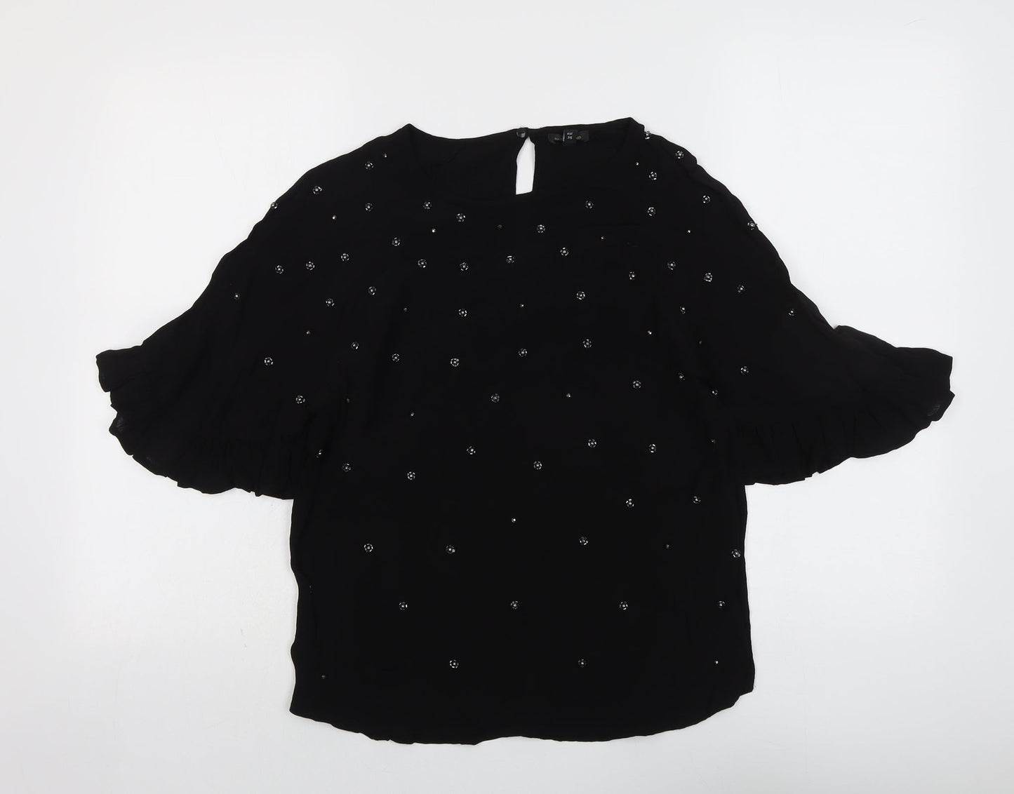 Womens UK Size 10 River Island Black Basic Blouse