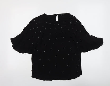 Womens UK Size 10 River Island Black Basic Blouse