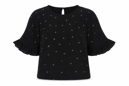 Womens UK Size 10 River Island Black Basic Blouse