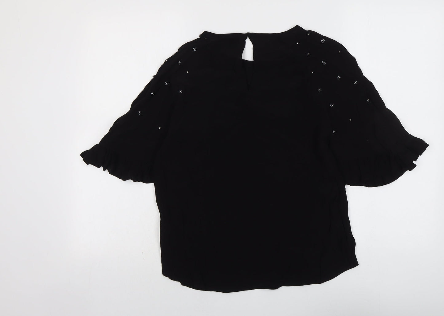 Womens UK Size 10 River Island Black Basic Blouse