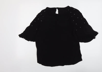 Womens UK Size 10 River Island Black Basic Blouse