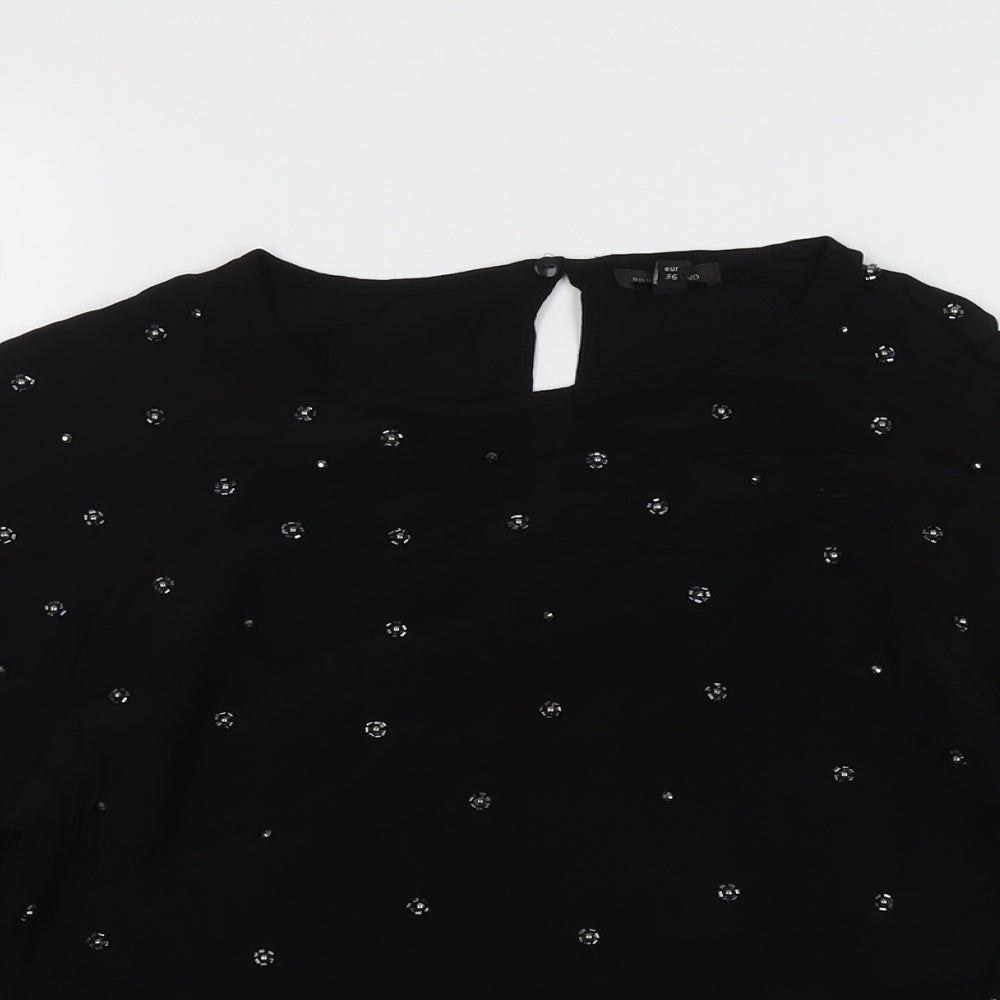 Womens UK Size 10 River Island Black Basic Blouse