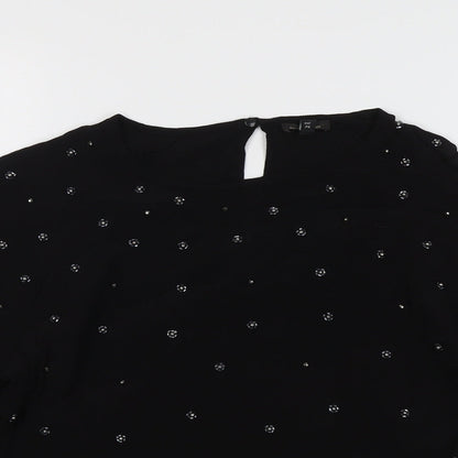 Womens UK Size 10 River Island Black Basic Blouse