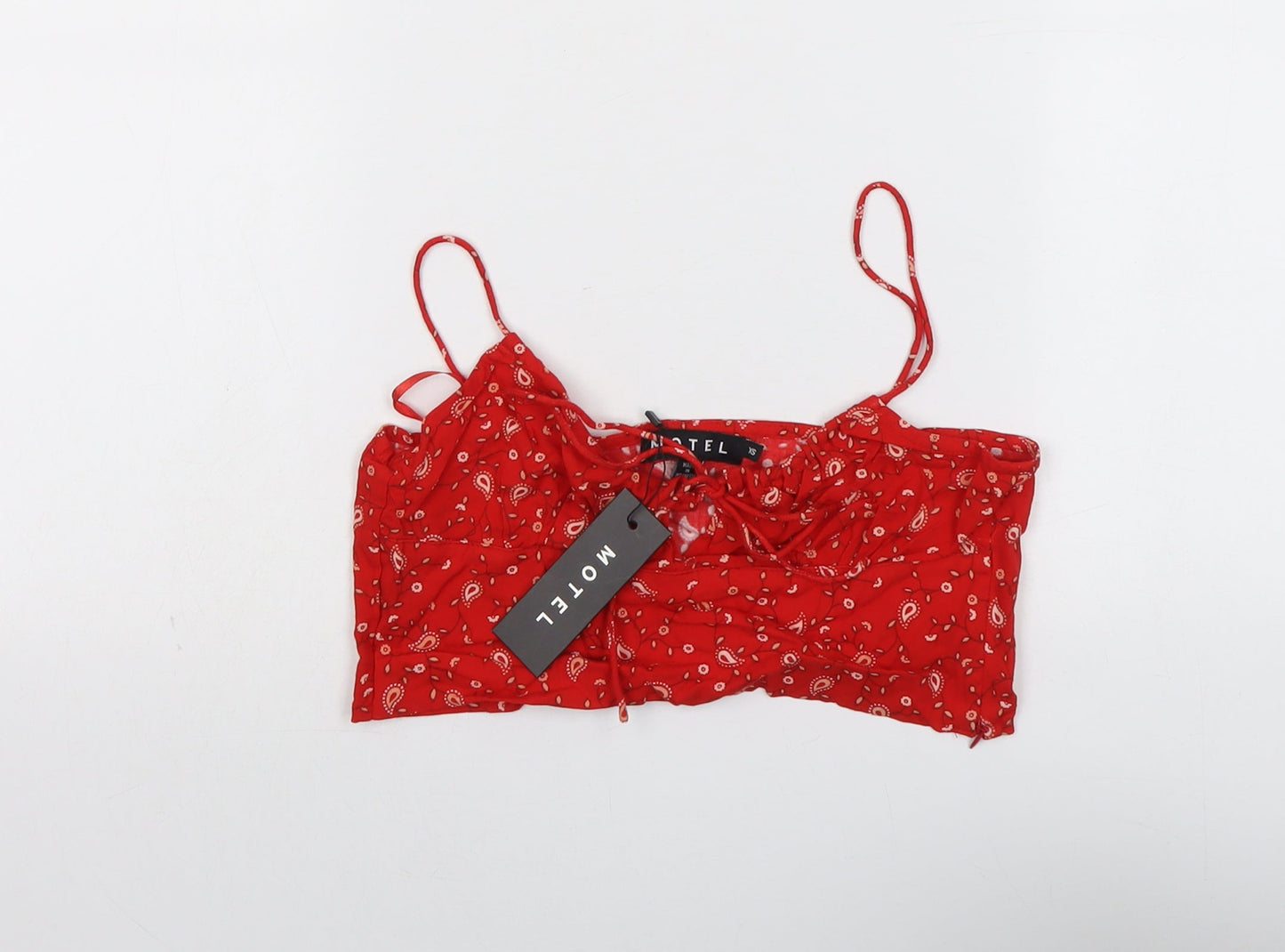 Womens UK Size XS Motel Red Cropped Tank