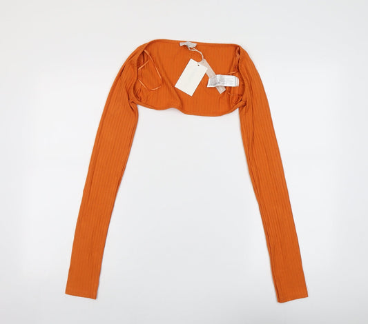 Womens UK Size M Pull&Bear Orange Cropped Blouse
