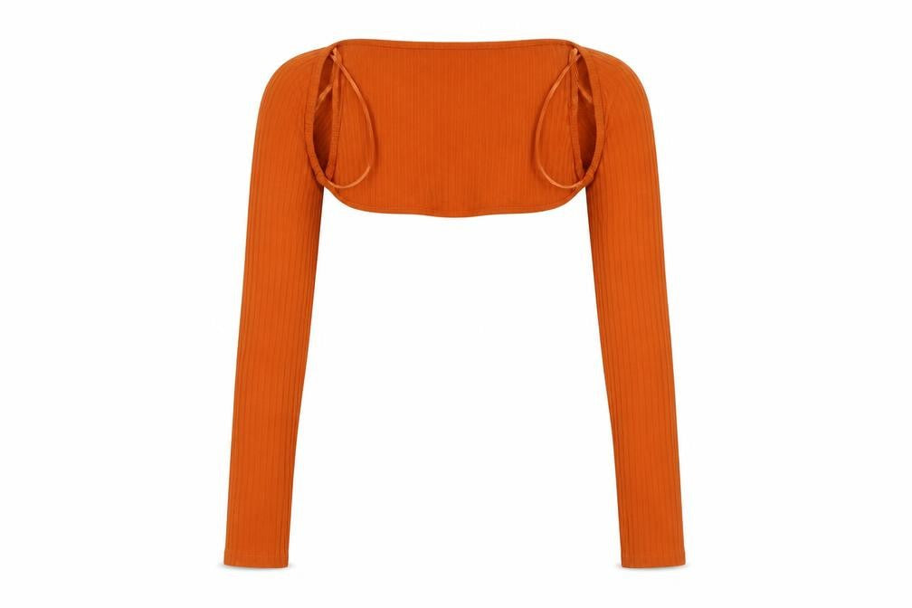 Womens UK Size M Pull&Bear Orange Cropped Blouse