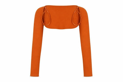 Womens UK Size M Pull&Bear Orange Cropped Blouse