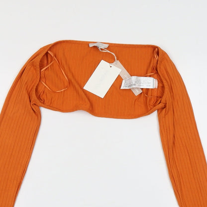 Womens UK Size M Pull&Bear Orange Cropped Blouse