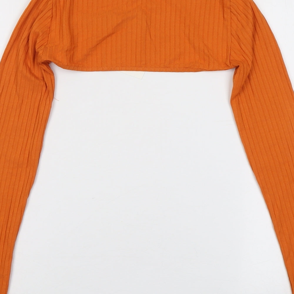 Womens UK Size M Pull&Bear Orange Cropped Blouse