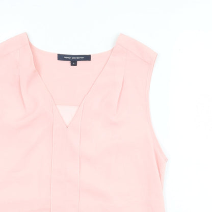 French Connection Womens Pink Polyester Basic Tank Size S V-Neck