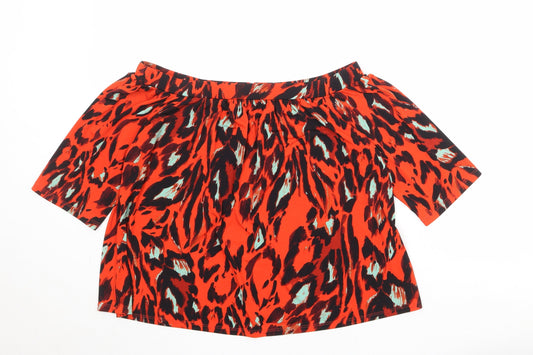 Womens UK Size 14 Very Orange Basic Blouse