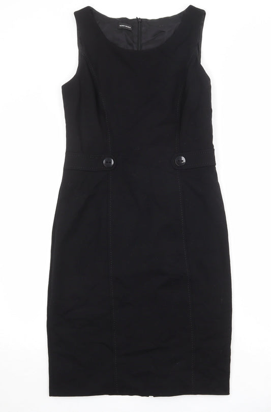 Gerry Weber Womens Black Viscose A-Line Size 10 Round Neck Zip