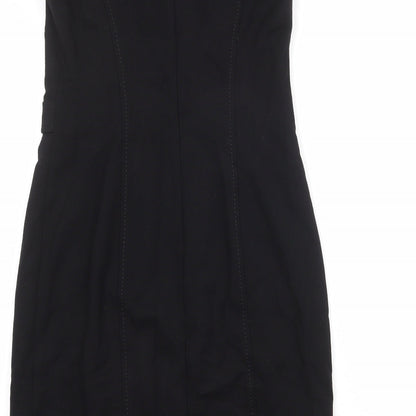 Gerry Weber Womens Black Viscose A-Line Size 10 Round Neck Zip