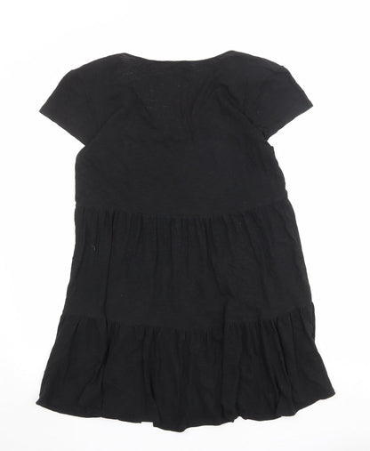 Sportsgirl Womens Black 100% Cotton T-Shirt Dress Size XS V-Neck Pullover